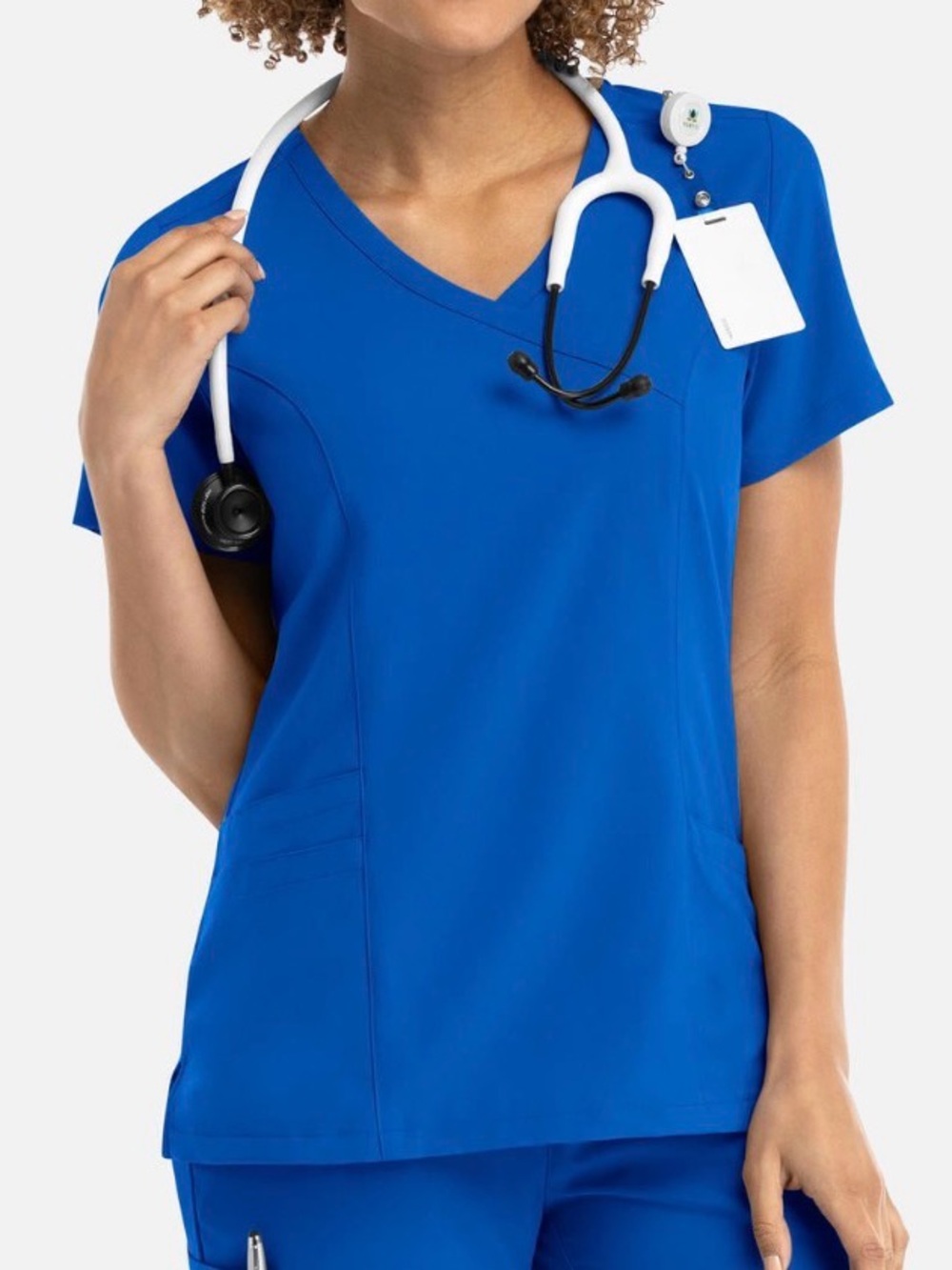 Women’s Momentum by Maevn Royal Blue Mock Wrap Stretch Scrub Top 5002 Size XL